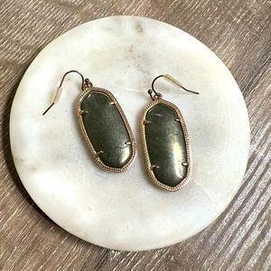 Kendra Scott: Elle Gold Drop Earrings in Olive Green